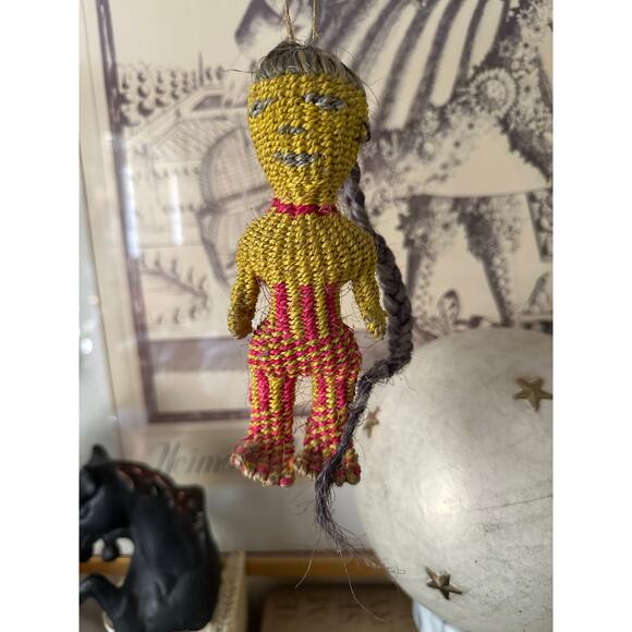 Sisal Primitive tribal doll handmade jute girl natural mini ethnic African 7” - Picture 13 of 15